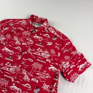 Georgia Bulldogs Reyn Spooner Shirt Mens Medium Red Hawaiian Tropical Camp NCAA